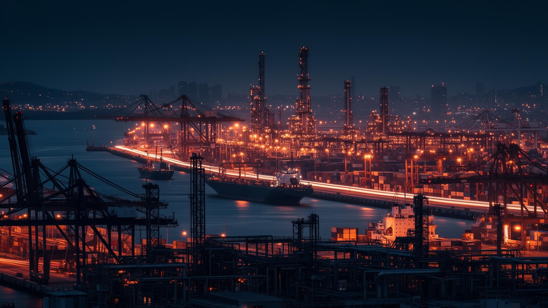 Industrial infrastructure at dusk